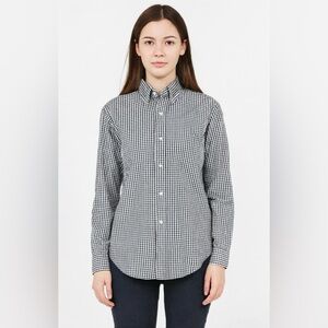 J. Crew Shirt Black and White Gingham Button Down Long Sleeve Top Cotton Size M